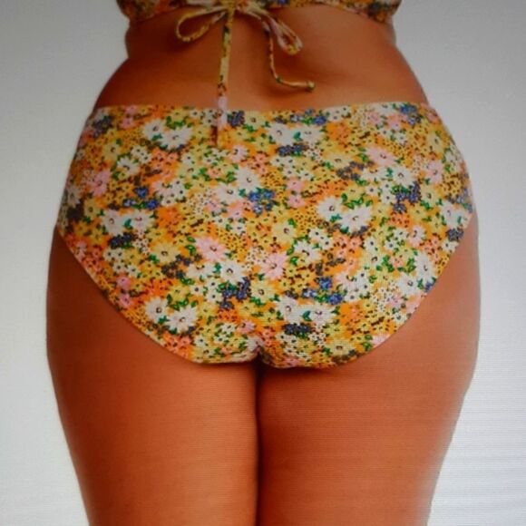 New Plus Size Bikini Bottoms Yellow Printed Women's 3X New With Tags - Picture 2 of 6